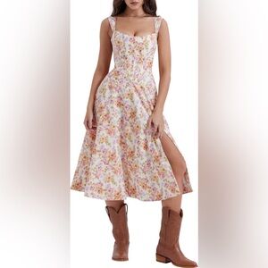 House of CB Saira Floral Lace-Up Corset Cocktail Dress